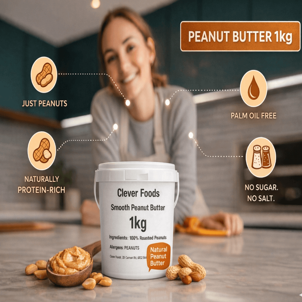 Lifestyle image 1kg peanut butter clever foods