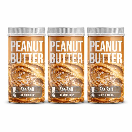 Three jars of clever foods sea salt peanut butter